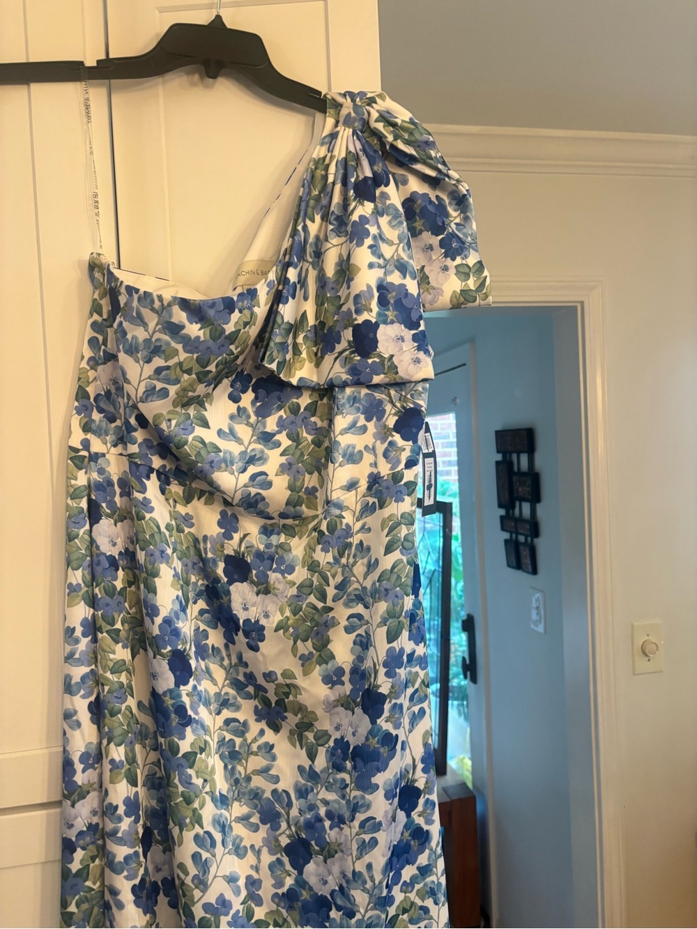 new Sachin and Babi Chelsea Floral Print One-Shoulder Gown in Pans - Picture 3 of 7